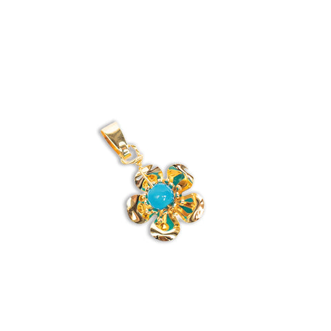 DIJE ACERO DORADO AGATA AZUL