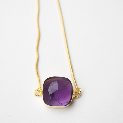 PULSERA CADENA AMATISTA BAÑO ORO