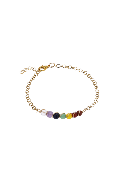 PULSERA EN CADENA 7 CHAKRAS BRONCE