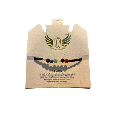 PULSERA GRADUABLE 7 CHAKRAS HILO NEGRO