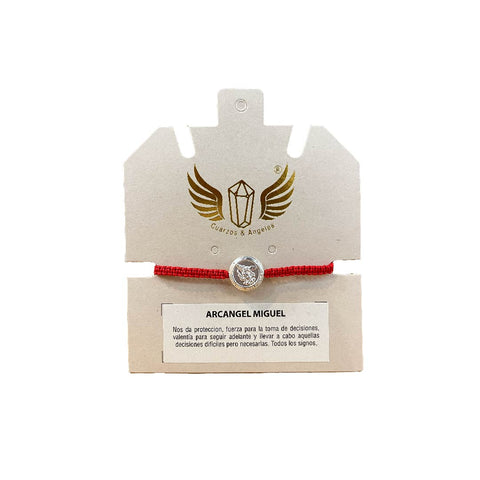 PULSERA ARCÁNGEL MIGUEL EN HILO ROJO Y PLATA