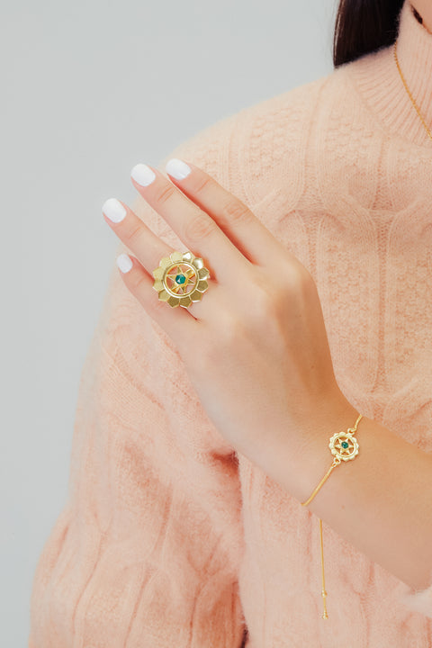 ANILLO CHAKRA CORAZÓN CON BAÑO EN ORO
