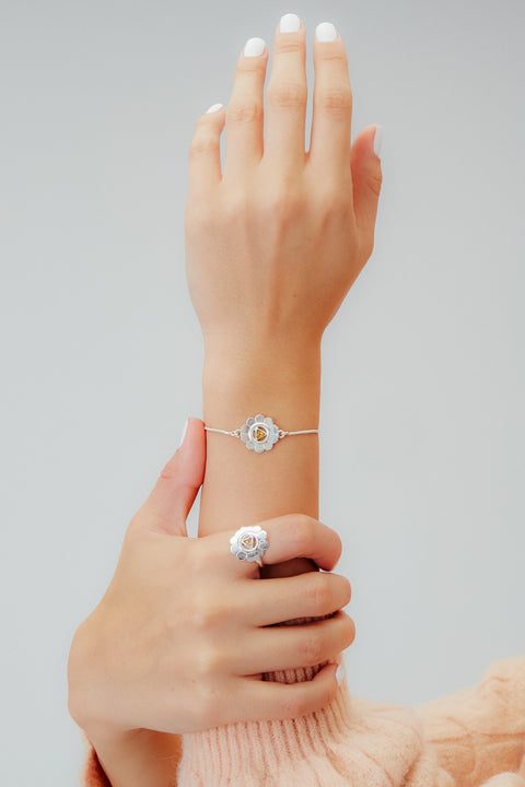 PULSERA CHAKRA PLEXO SOLAR BAÑO EN PLATA