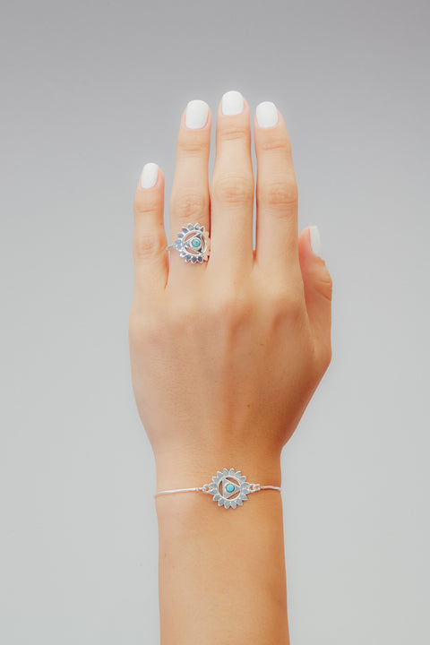 PULSERA GRADUABLE CHAKRA GARGANTA BAÑO EN PLATA