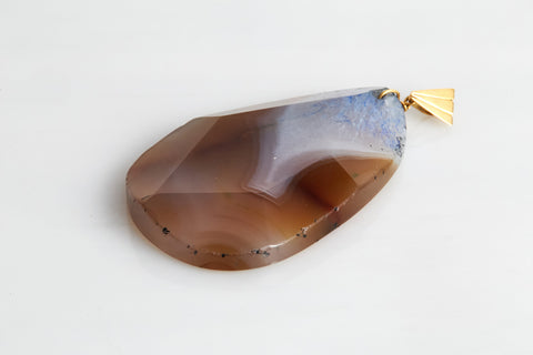 DIJE AGATA AZUL CON COLGANTE EN ORO