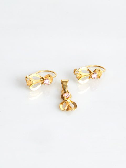 JUEGO ORO DIJE Y ARETE ABEJA CON CIRCON