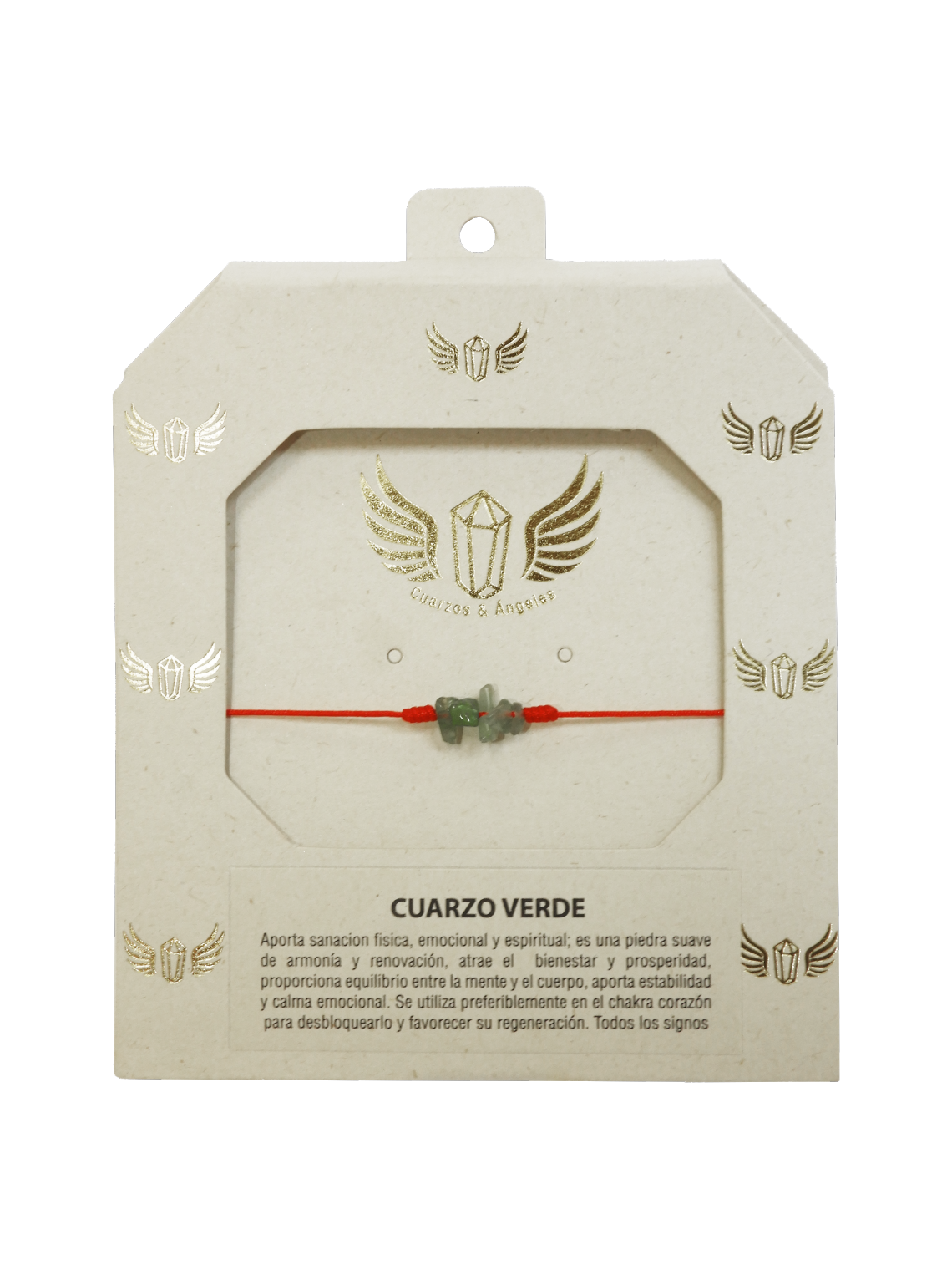 PULSERA GRADUABLE CUARZO VERDE HILO ROJO Cuarzos y Ángeles