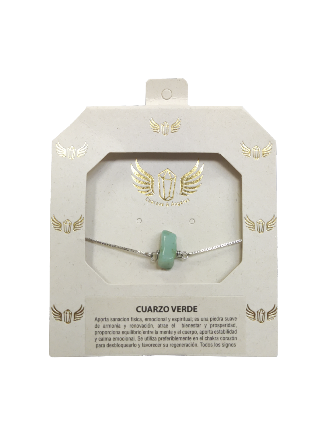 PULSERA CUARZO VERDE CADENA PLATEADA Cuarzos y Ángeles
