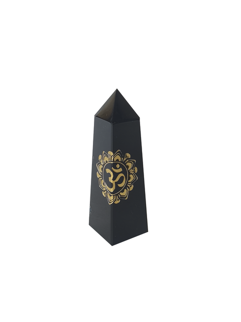 OBELISCO OBSIDIANA CON SIMBOLO OM